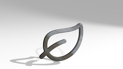 ECOLOGY LEAF 3D icon standing on the floor, 3D illustration for background and environment