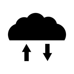 cloud computing with arrow silhouette style icon