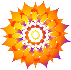 Round gradient mandala on white isolated background. Vector illustration, multi-colors. Mandala with floral patterns. Yoga template.