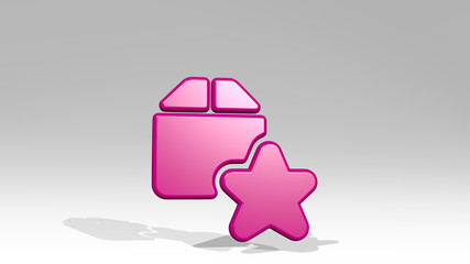 shipment star 3D icon casting shadow, 3D illustration for delivery and cargo