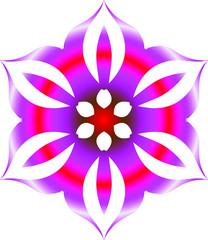 Round gradient mandala on white isolated background. Vector illustration, multi-colors. Mandala with floral patterns. Yoga template.