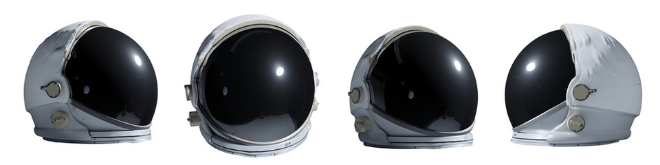 set of astronaut helmets isolated on white background  - obrazy, fototapety, plakaty