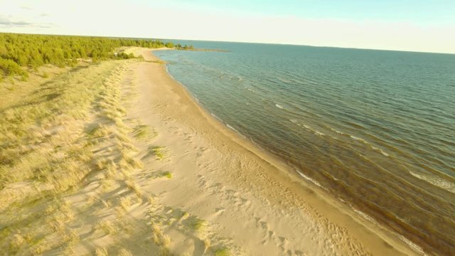 Coastal beach aerial shot in Tauvon Kes&auml;kioski Finland
