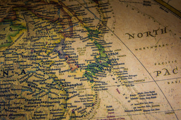 Old map of the world. Journey and discovery concept