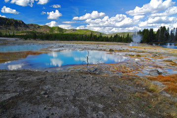 Yelowstone Nationa Park Reflection in hot spring pool