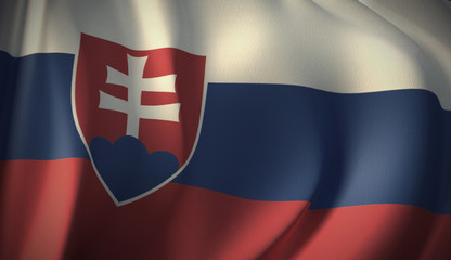 Flag of Slovakia. 3D rendering of flag background of European countries. National Flag Series Illustration.
