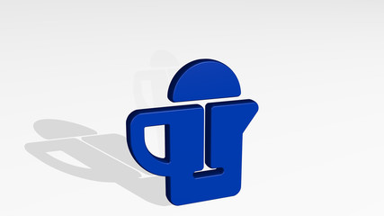 coffee cold press 3D icon casting shadow, 3D illustration for background and cup