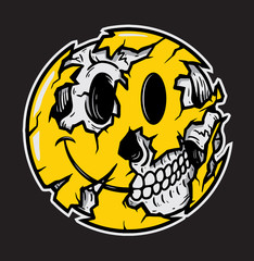 Smiley Face Emoji Halloween Skull - 372141935