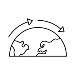 half world planet earth with continents and arrows line style icon