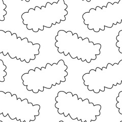 Seamless pattern with speech bubbles in shape of clouds. Pop art, comic cartoon style.Template with space for text. Vector background or texture for fabric, textile, packaging paper, wallpaper