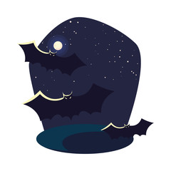 Halloween bats cartoons at night vector design