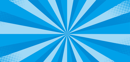 Obraz premium Pop art background, blue rays. Pattern raster illustration