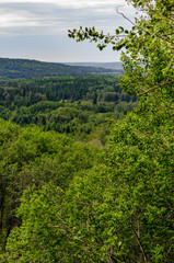 View from a high lookout point on the Shell River Valley Hiking Trail at Duck Mountain Provincial Park, Manitoba, Canada