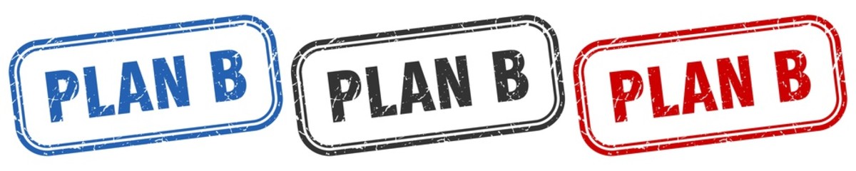 plan b square isolated sign set. plan b stamp