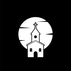 Church icon isolated on dark background.