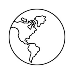 world planet earth with america continent map line style icon