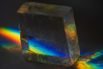 calcite crystal with prism color spectrum