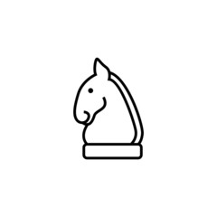 Horse chess thin icon isolated on white background, simple line icon for your work.