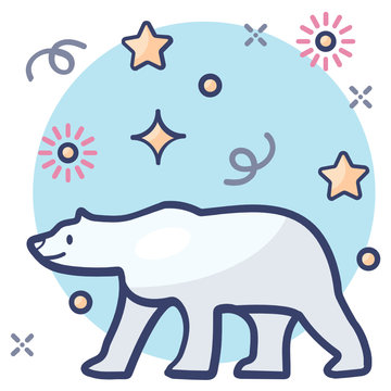 
A hypercarnivorous bear, icon of polar bear in flat design

