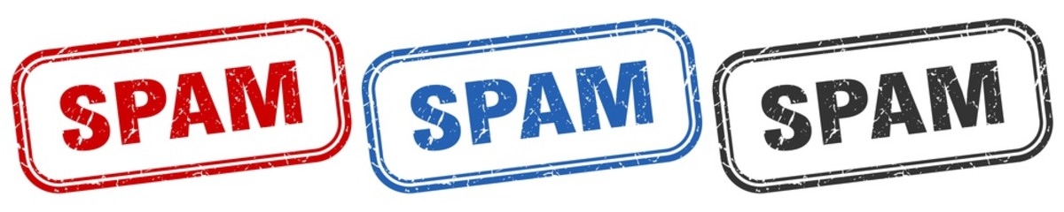 spam square isolated sign set. spam stamp