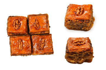 Tasty baklava isolated on white background.