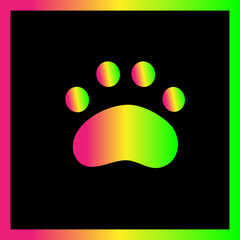 Icon paw animal. Logotype. Gradient paw dog.