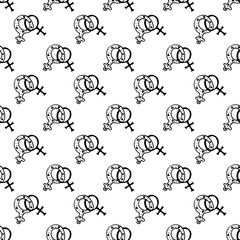 Seamless pattern with female gender symbols hand drawn outline doodle icon. Sex and love diversity concept. Symbol of LGBT. Background and texture for print, web, mobile and infographics