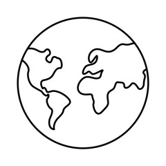 world planet earth with continents maps line style