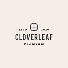 Fototapeta premium clover leaf hipster vintage logo vector icon illustration