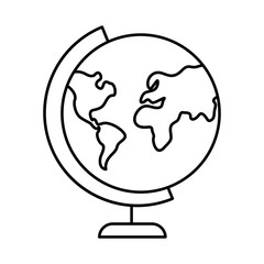 world planet earth with continents in base line style icon