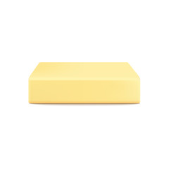 Realistic whole butter block isolated on white background.