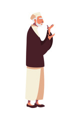 muslim old man praying vector design