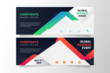 Geometric business banner design template. Corporate banner