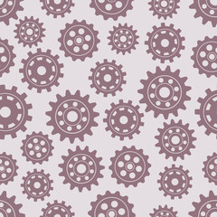 Gears seamless pattern. Vector drawing of factory gear wheels.
