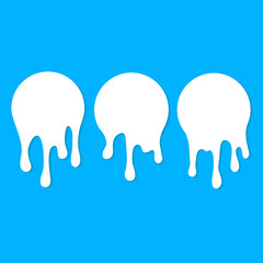 Dripping milk flows down. Vector illustration. For advertising and product presentation.