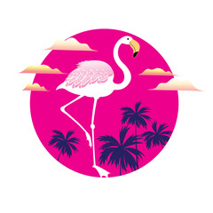 Illustration of a vector icon of a white Flamingo