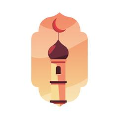 muslim tower with moon vector design