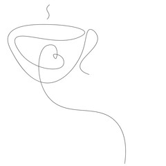 Cup of coffee love heart. Vector illustration