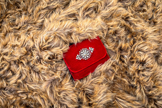 Woman Red Velvet Purse