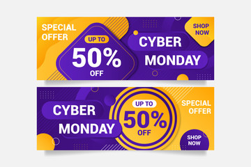 Obraz premium Abstract colorful sales banner background concept. Cyber monday banner
