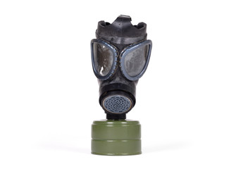 Vintage gasmask isolated on white - Green filter