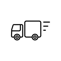 delivery truck thin icon isolated on white background, simple line icon for your work.