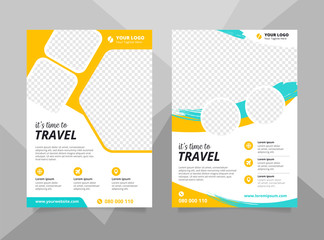 Vacation travel brochure flyer design template. Summer brochure template - obrazy, fototapety, plakaty