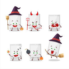 Halloween expression emoticons with cartoon character of white tablet