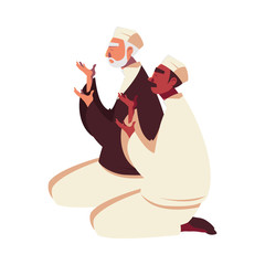 muslim men praying vector design