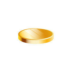 Gold coin or jackpot lottery piece mockup realistic vector illustration isolated.