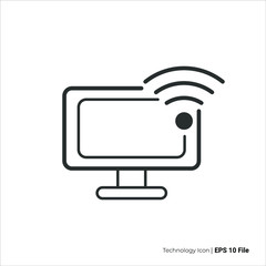 wireless display icon outline. wireless display icon vector design. isolated on white background