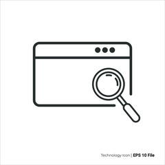 page search icon outline. page with magnifying glass icon vector design. isolated on white background