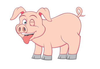 Cheerful cute pig