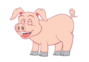 Cheerful cute pig